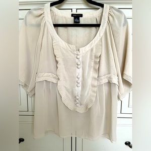 BCBG beige short sleeve blouse- Size M